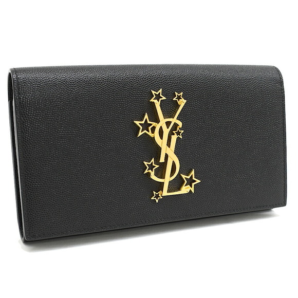 Saint Laurent Leather Caviar Fold Long Star Wallet Black - Picture 1 of 8